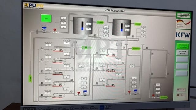 Tampilan SCADA untuk monitoring sistem distribusi air